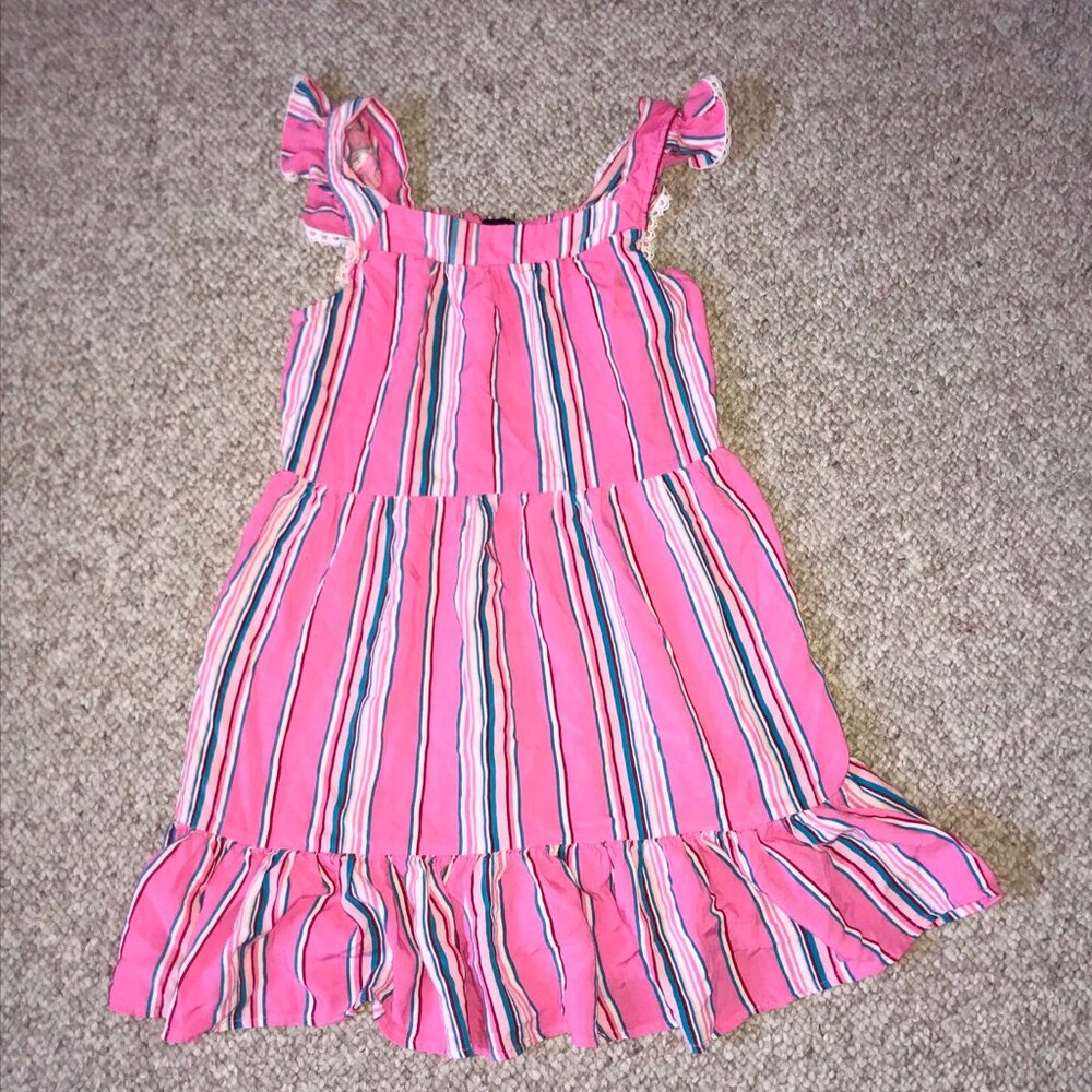 Zunie Pink Striped Summer Flared Dress Girls 10 11 12